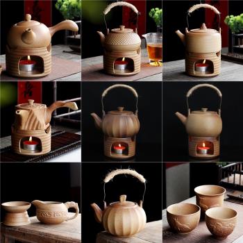 戶外陶瓷蠟燭底座溫茶器套裝家用提梁泡茶壺耐高溫熱酒壺茶壺單壺