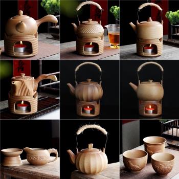 戶外陶瓷蠟燭底座溫茶器套裝家用提樑泡茶壺耐高溫熱酒壺茶壺單壺