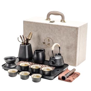 日式功夫茶具套裝家用簡約客廳辦公室陶瓷泡茶壺禮盒現代簡約茶盤