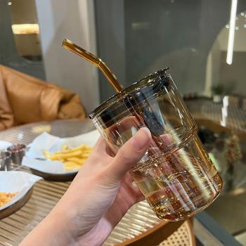 漂亮冷萃ins風茶色隨行咖啡杯