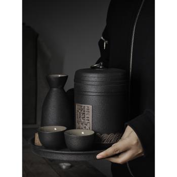 中式年年有魚分冷燙溫酒器家用大容量老式黃復古暖酒壺酒杯具套裝