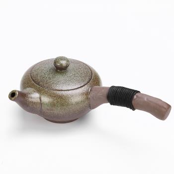 復古陶瓷側把壺家里用小套黑陶泡茶壺單壺單柄防燙日式禪意風茶器