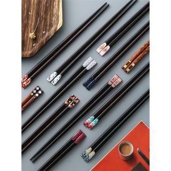 日式10雙尖頭筷子家用竹木筷子防滑防霉環保單人裝創意筷子套裝
