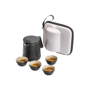 簡約便攜式旅行茶具小套裝 隨身戶外露營喝茶裝備 快客杯一壺四杯