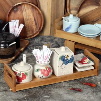 日式陶瓷調料罐組合 味具套裝 醬油壺牙簽筒調料罐料理店飯店商用