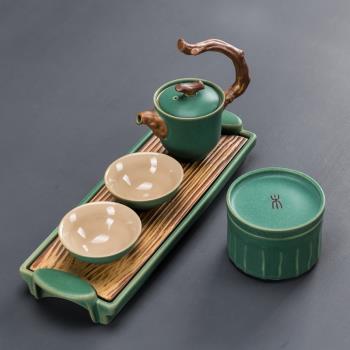 功夫茶具小套裝一壺兩杯二杯陶瓷茶盤家用簡約辦公泡茶壺干泡茶臺