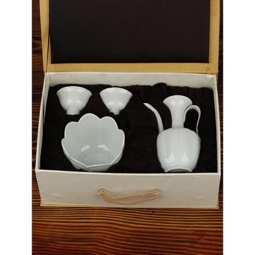 復古宋代湖田窯影青酒壺陶瓷執壺一壺一溫碗兩杯陶瓷酒具禮品套組|酒具