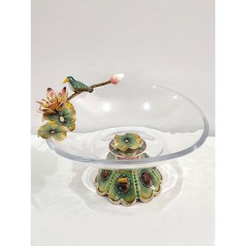 琺瑯彩水晶玻璃歐式水果盤美式創意客廳大干果盤中式結婚茶幾擺件