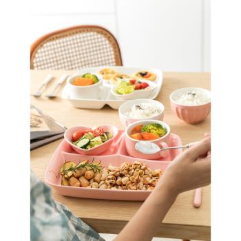 分格餐盤陶瓷家用網紅兒童早餐分隔盤減脂定量分餐盤套裝月子餐具