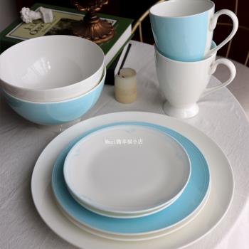 皇家道爾頓純色骨瓷高檔牛排餐盤甜點盤平盤高腳沙拉碗早餐麥片杯