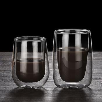 雙層水滴杯子180ml玻璃杯創意高硼硅耐熱咖啡杯耐冷透明小巧精致