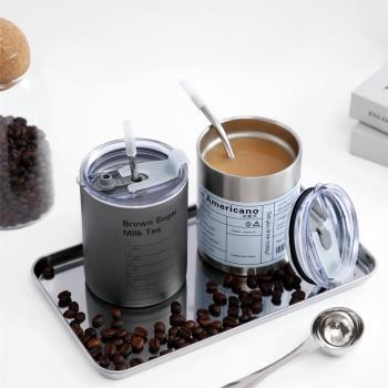 高顏值ins冰美式咖啡杯冷萃不銹鋼便攜外帶保冷吸管隨行杯雙飲口