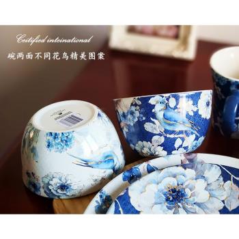 外貿出口美國創意家用金絲雀美式輕奢陶瓷圓盤方盤子麵碗零食飯碗