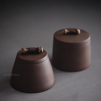 聞說|日式紫砂醒茶罐 創意簡約 紫竹蓋紐 宜興手工老紫泥茶葉罐