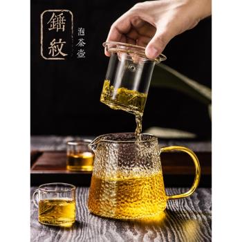 日本直郵GM茶壺玻璃煮茶耐高溫錘紋茶具家用沖茶沏茶花茶過濾套裝
