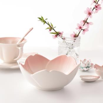 陶瓷粉色湯碗網紅單個高顏值櫻花
