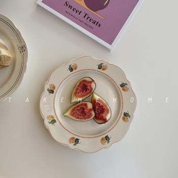 ins復古風好看的盤子北歐個性水果甜品裝小零食的盤子brunch餐盤