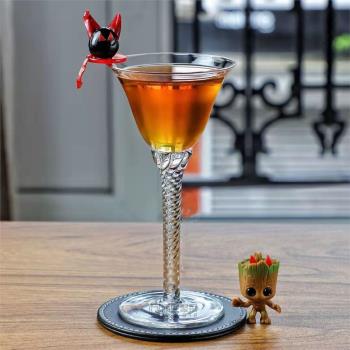 酒吧聚采 日式螺紋腳馬天尼杯水晶雞尾酒杯高腳雞馬天尼杯Martini