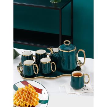 2024新款高檔輕奢風茶具茶杯套裝家用客廳陶瓷北歐水具泡茶壺整套