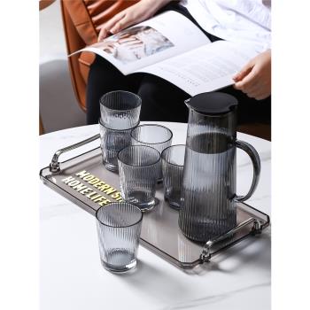 輕奢玻璃杯家庭水杯套裝客廳冷水壺果汁扎壺茶杯家用耐熱水具杯子
