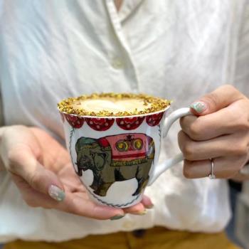 W1962出口歐洲高溫陶瓷螺旋紋手捏款招財大象東南亞風馬克杯茶杯