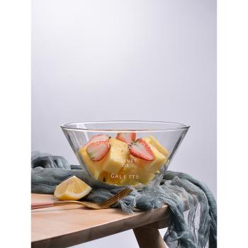 創意北歐ins可愛水果沙拉碗單個法文透明玻璃碗面碗家用餐具碗盤