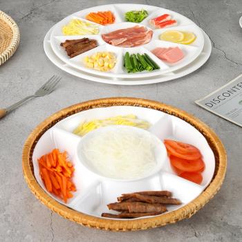 密胺餐具云南過橋米線盤子魚生專用盤配料碟塑料分格多格拼盤菜盤