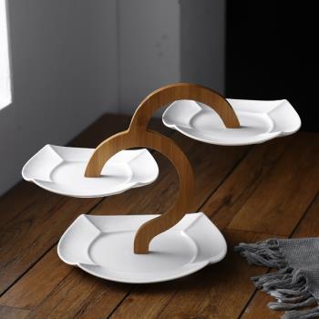 新品陶瓷多層果盤雙層餐盤創意北歐簡約聚會餐盤水果盤甜品蛋糕盤