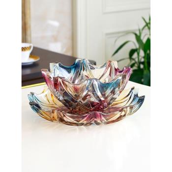 2023高檔水晶玻璃水果盤琉璃客廳家用茶幾輕奢大果盆零食盤結婚