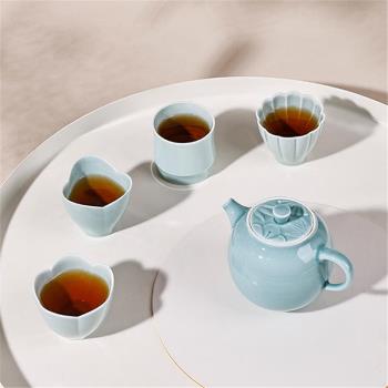 守藏·東作家 知君子梅蘭竹菊茶具套組 花型浮雕中式整套功夫茶具