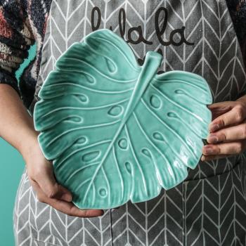 北歐風格創意水果盤個性餐盤樹葉造型葉子盤菜盤微波爐盤子陶瓷盤