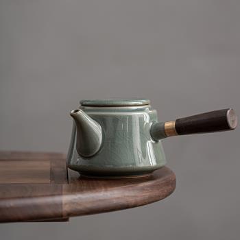 晨翔哥窯茶壺單個陶瓷家用茶具小套裝辦公室功夫側把泡茶壺冰裂紋
