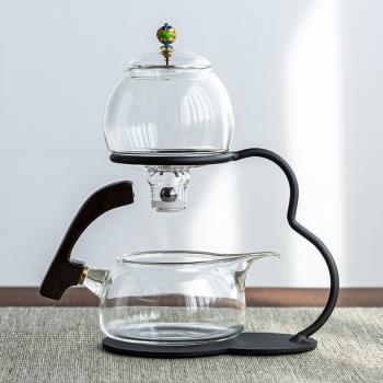 玻璃懶人功夫茶具茶杯套裝簡約創意日式透明半全自動沖泡茶器家用