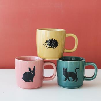 W1962出口日本高溫陶瓷釉下彩可愛日式動物圖案馬克杯/咖啡杯茶杯