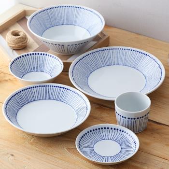 日本進口美濃燒陶瓷餐具十草紋飯碗菜盤子碟拉面湯碗