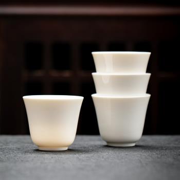 六個裝高白瓷茶杯套裝家用純白玉瓷品茗杯喝茶功夫小茶杯茶具配件