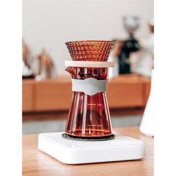 手沖咖啡分享壺 棕色滴濾咖啡壺 300ml高硼硅玻璃 防燙硅膠杯套
