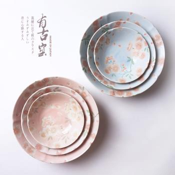 美濃燒 日本進口釉下彩櫻花米飯碗甜品碗沙拉碗面碗湯碗 超仙