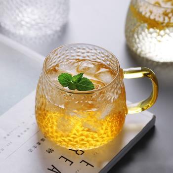 玻璃小茶杯帶把喝茶功夫茶具透明耐熱高硼硅小容量個人杯子品茗杯