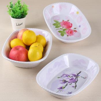 編織紋水果盤加厚時尚創意現代客廳密胺塑料家用歐式簡約果盤干果