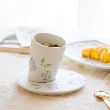 現貨一丁目日本進口有田燒白對雨情花斜塔咖啡杯茶杯日料湯杯盤子