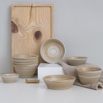 日式家用陶瓷吃米飯粗碗碟套裝簡約早餐燕麥片可微波爐碗創意餐具