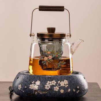 景泰藍煮茶壺耐熱玻璃燒水壺泡茶家用電陶爐專用煮茶爐煮茶器套裝