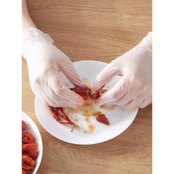 日本家用一次性手套食品級pvc乳膠手套透明加厚廚房烘焙餐飲手套