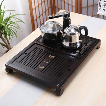 實木茶盤功夫茶具套裝四合一體家用全自動電磁爐小茶臺茶托盤茶海