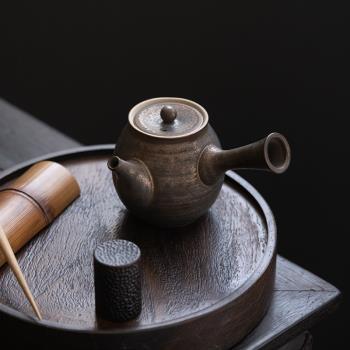 單壺瓷壺 家用陶瓷手工側把壺泡茶壺 鎏金復古茶具過濾網內置茶壺