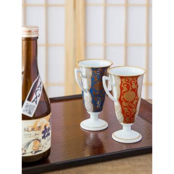 現貨 一丁目日本進口有田燒陶瓷手繪金彩高腳杯酒杯對杯情侶杯