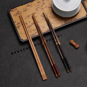 天然無漆手工原竹筷子高檔創意中式精致復古夾茶葉筷家用環保日式