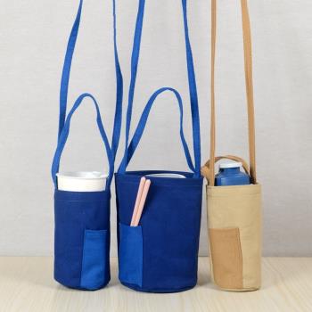 斜挎燜燒壺袋防水保溫杯袋單肩兒童水杯袋奶茶通用保護套手提帆布