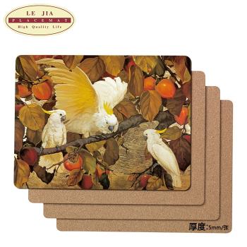 外貿出口西餐墊 精美鸚鵡系列 木質軟木桌墊隔熱墊 裝飾畫 禮品
